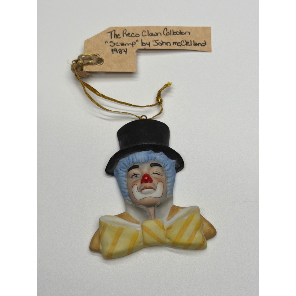 Reco Clown Collection Scamp Ornament John McClelland 1984 Porcelain